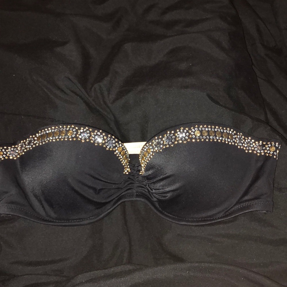 Gold & silver heeled strapless top